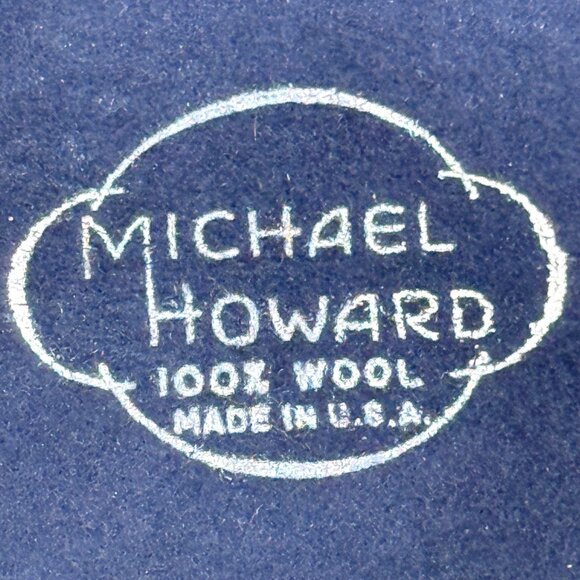 Vintage Womans Michael Howard Georgi Hat Wool Wide Brim Feather Veil Blue Church - Picture 9 of 10